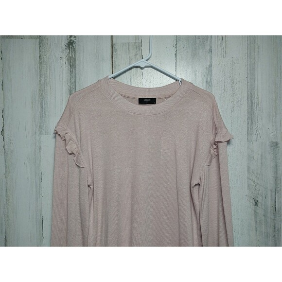 Tahari Women's Medium Ruffle Sleeve Lightweight Sweater In Blush - Picture 3 of 8